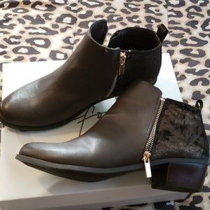 Brown & Velvet Ankle Booties